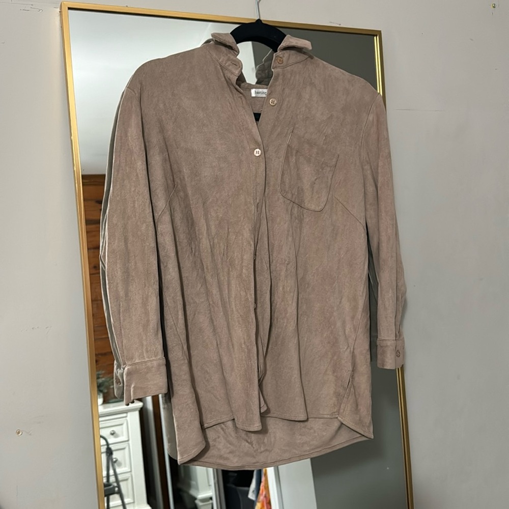 Brown suade long sleeve button down